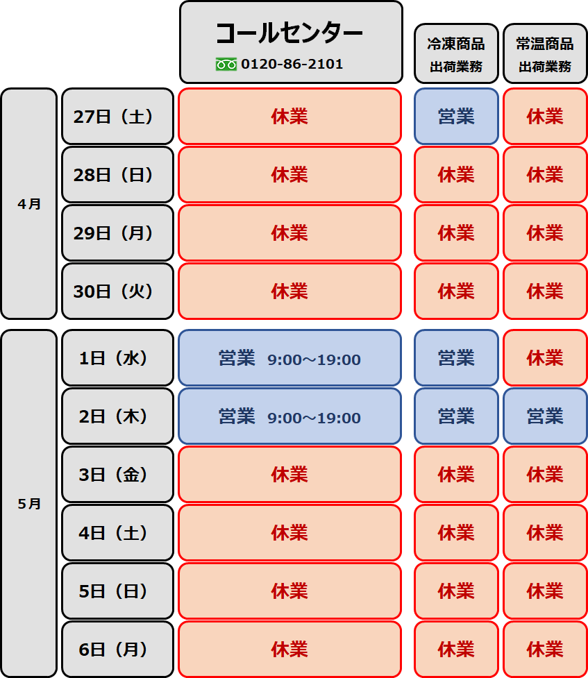 ゴールデンウィーク営業日